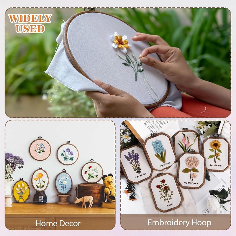 Cheloment Embroidery⨯ Stitch Frames for Display,9Pcs Circle/Oval/Rectangle/Octagonal Embroidery Hoops,Circular&Oval Frames for Embroidery Perfect for Sewing, Home Decor and Embroidery - Image 3